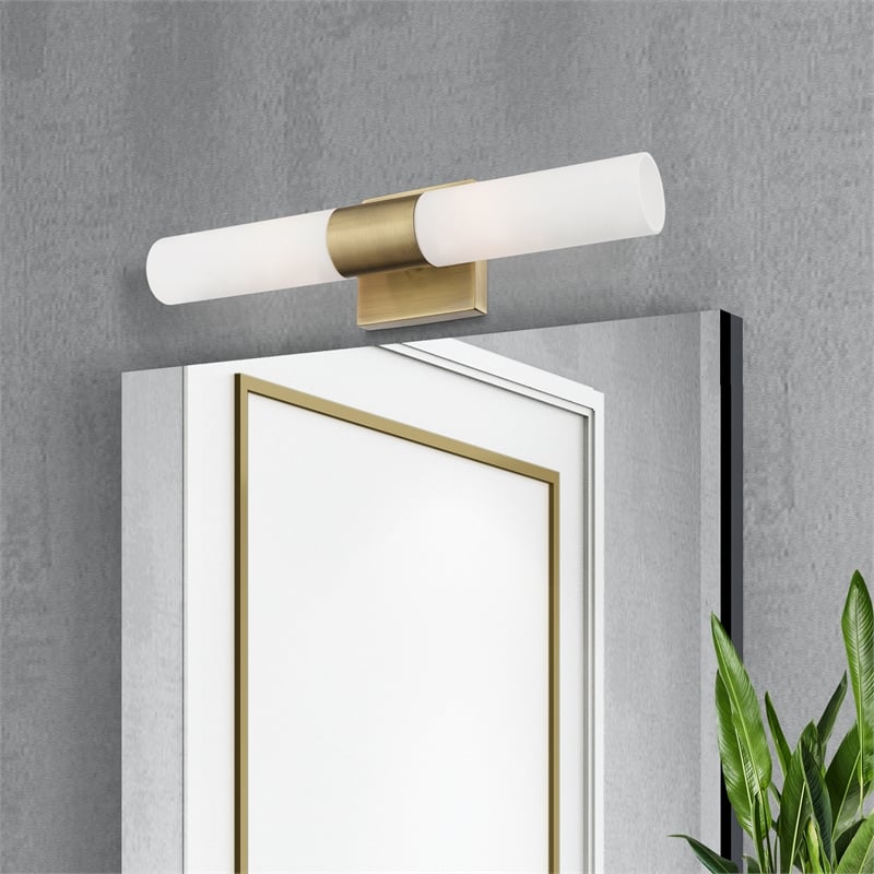 Beaumont Lane 2-Light Twist Lock Metal Vanity Lighting in Antique Brass