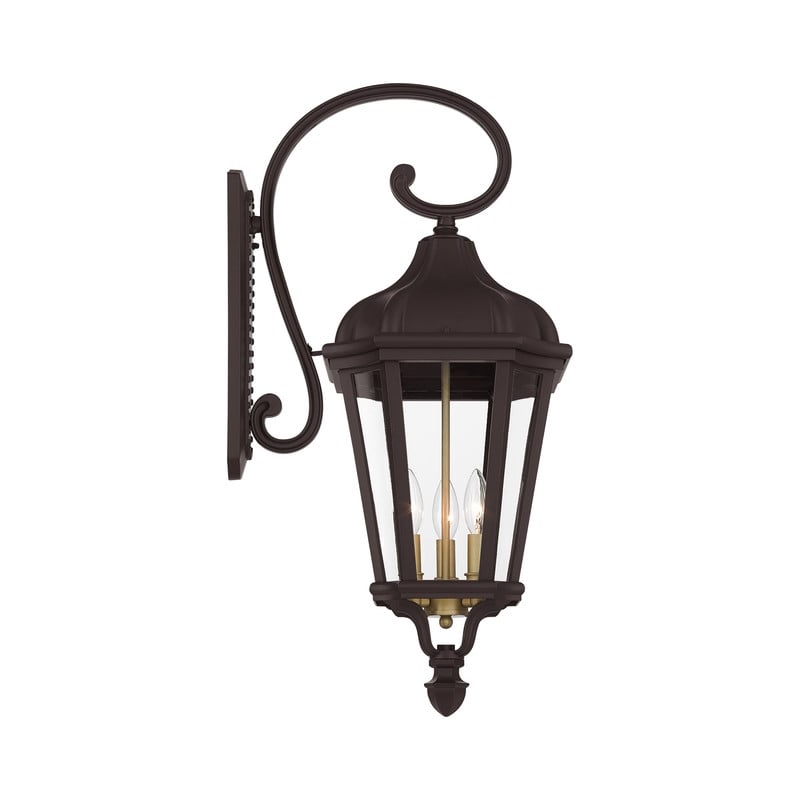 Beaumont Lane Contemporary 3 Light Outdoor Wall Lantern in Bronze