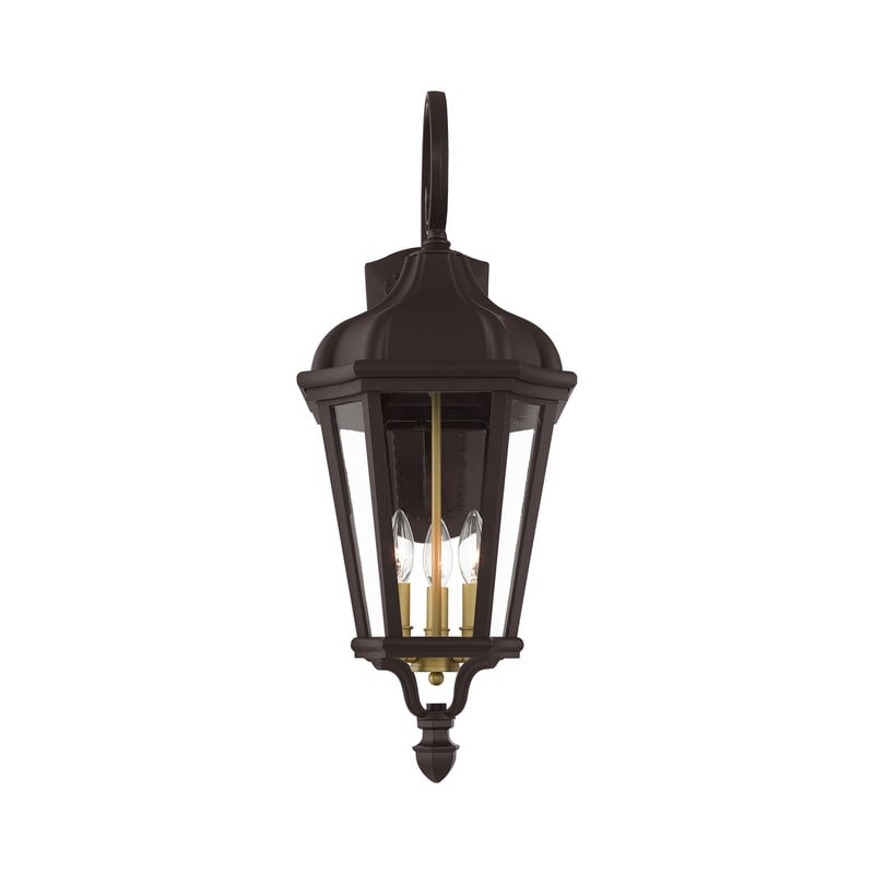 Beaumont Lane Contemporary 3 Light Outdoor Wall Lantern in Bronze