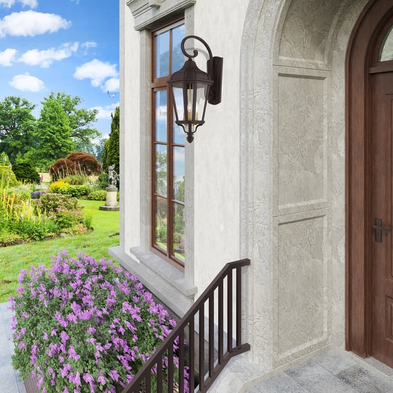 Beaumont Lane Contemporary 3 Light Outdoor Wall Lantern in Bronze