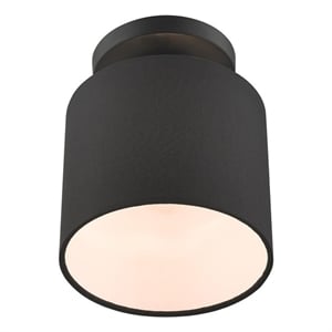 Beaumont Lane Modern 7&quot 1-Light Metal & Fabric Semi Flush in Black
