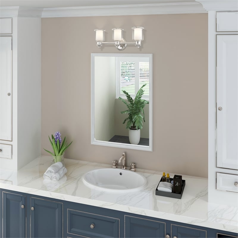 Beaumont Lane Transitional 3-Light Metal & Glass Bath Light in Polished Nickel