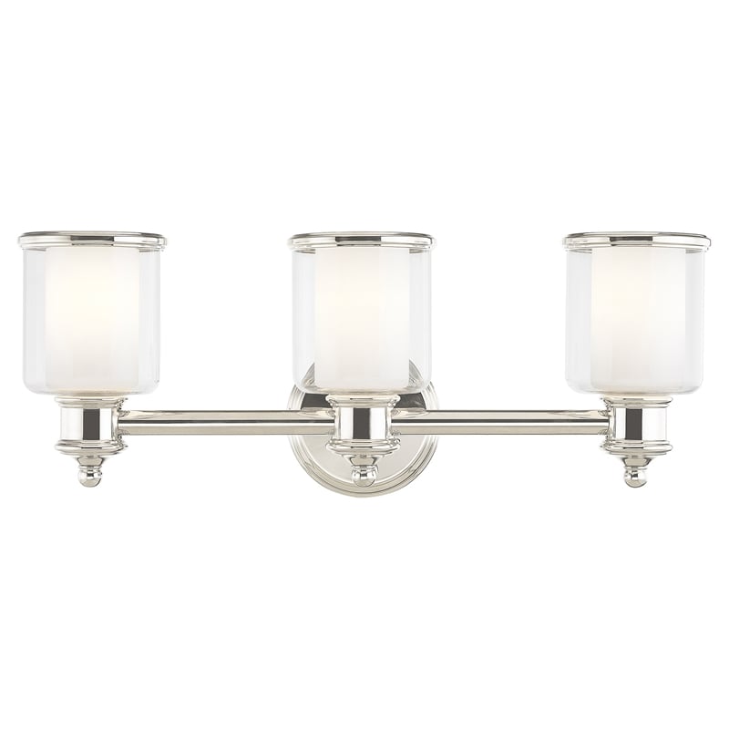 Beaumont Lane Transitional 3-Light Metal & Glass Bath Light in Polished Nickel