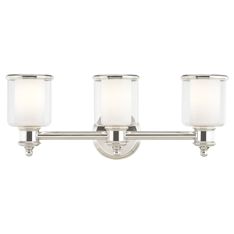 Beaumont Lane Transitional 3-Light Metal & Glass Bath Light in Polished Nickel