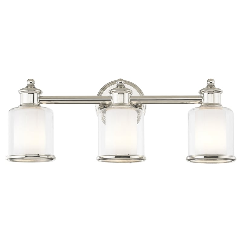 Beaumont Lane Transitional 3-Light Metal & Glass Bath Light in Polished Nickel