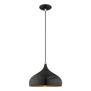 Beaumont Lane Transitional 75&quot 1-Light Metal Single Pendant in Shiny Black