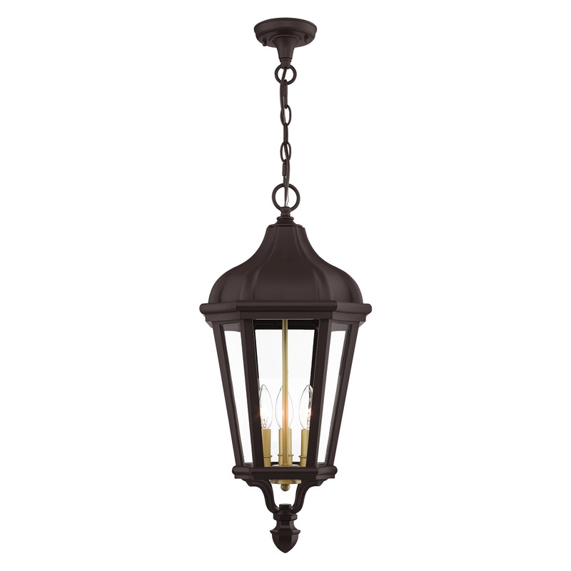 Beaumont Lane Contemporary 3 Light Outdoor Hanging Lantern in Bronze