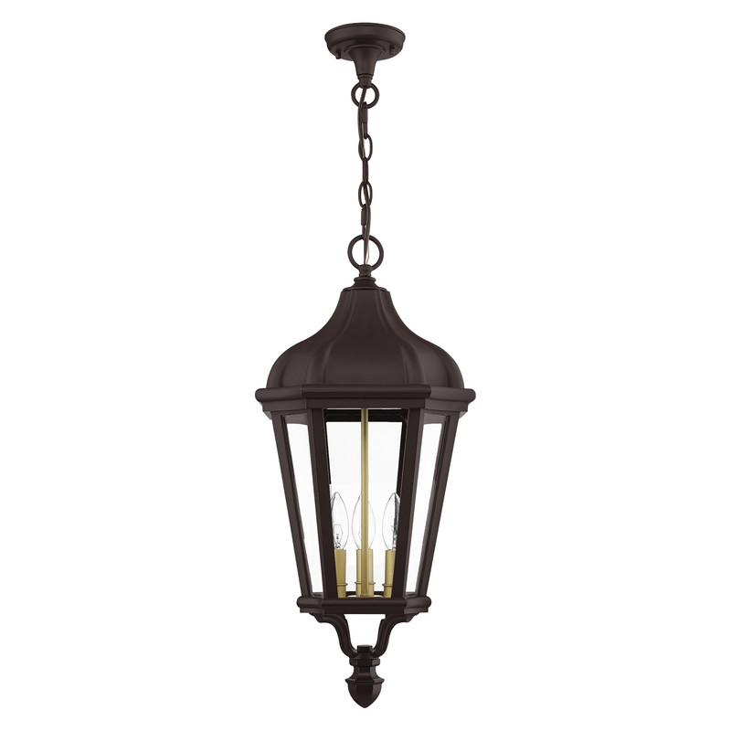 Beaumont Lane Contemporary 3 Light Outdoor Hanging Lantern in Bronze