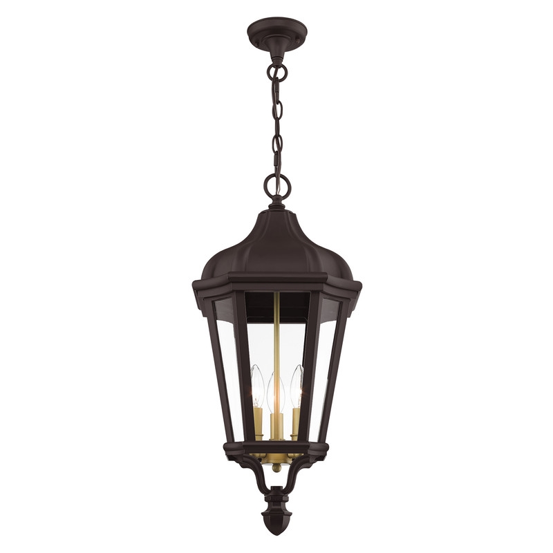 Beaumont Lane Contemporary 3 Light Outdoor Hanging Lantern in Bronze