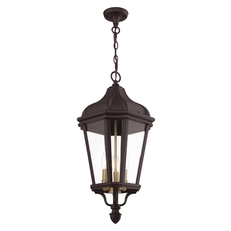 Beaumont Lane Contemporary 3 Light Outdoor Hanging Lantern in Bronze