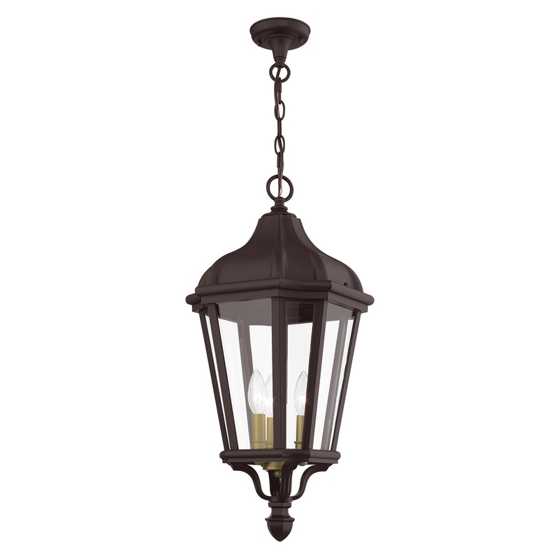 Beaumont Lane Contemporary 3 Light Outdoor Hanging Lantern in Bronze