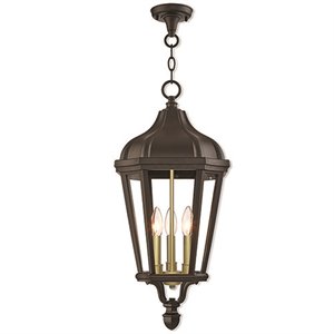 Beaumont Lane Contemporary 3 Light Outdoor Hanging Lantern in Bronze