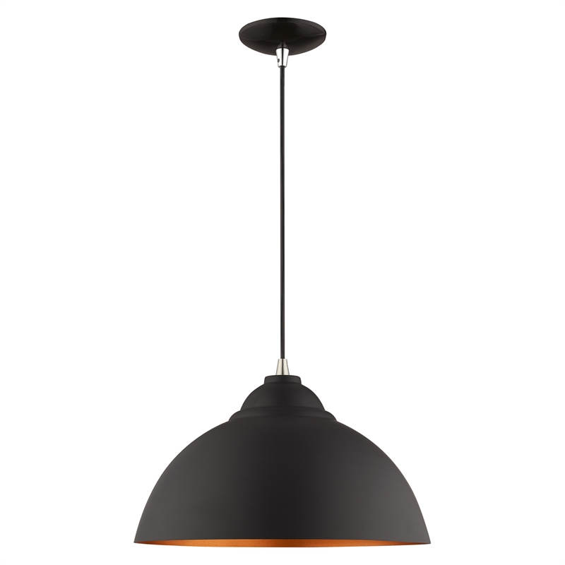Beaumont Lane Transitional 1-Light Metal Single Pendant in Black