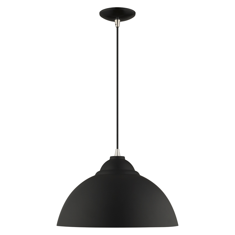 Beaumont Lane Transitional 1-Light Metal Single Pendant in Black