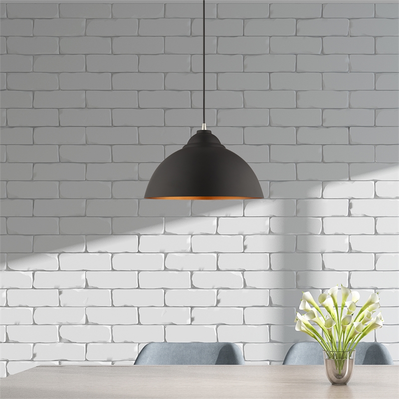 Beaumont Lane Transitional 1-Light Metal Single Pendant in Black