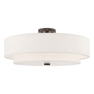 Beaumont Lane Mid-Century 5-Light Metal/Fabric Ceiling Mount in English Bronze