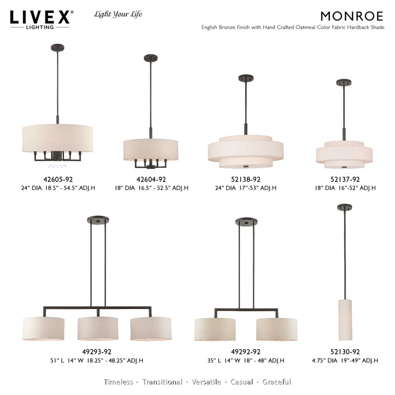 Beaumont Lane 3-Light Metal & Fabric Linear Chandelier in English Bronze