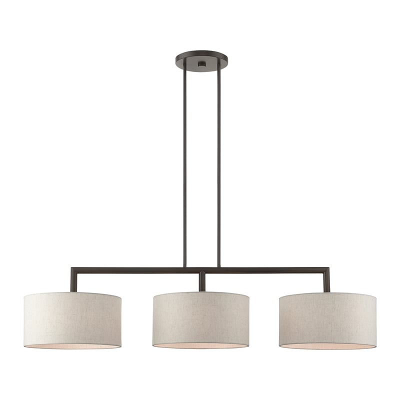 Beaumont Lane 3-Light Metal & Fabric Linear Chandelier in English Bronze