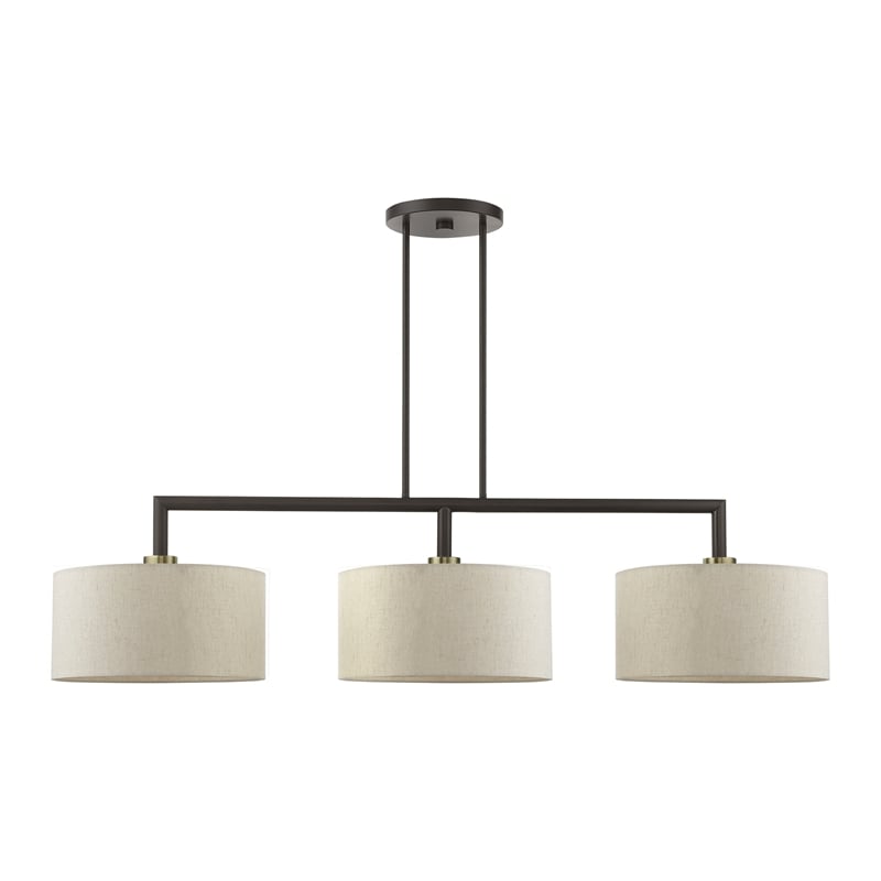 Beaumont Lane 3-Light Metal & Fabric Linear Chandelier in English Bronze