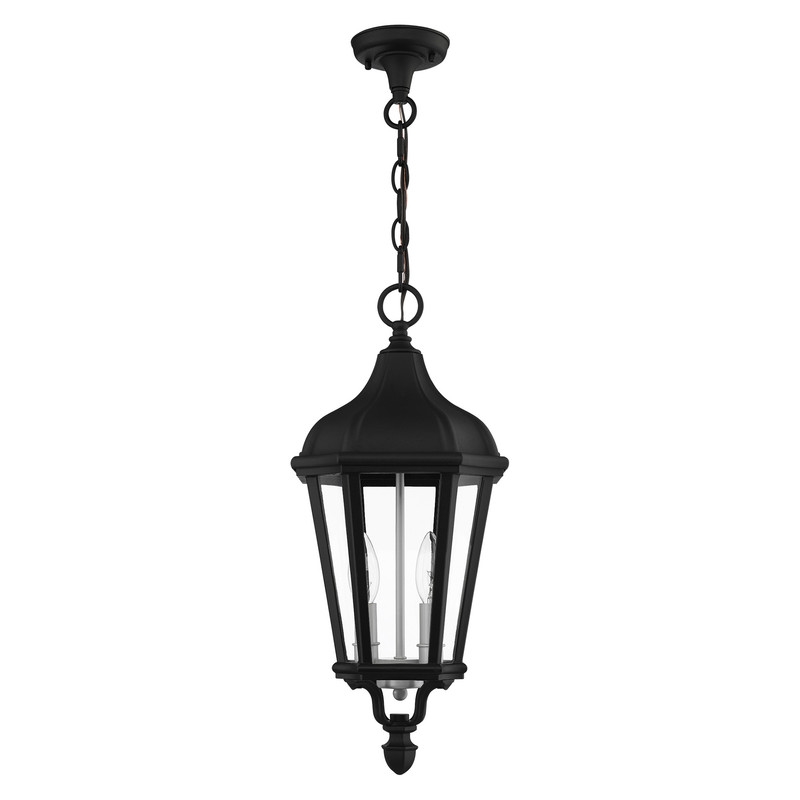 Beaumont Lane Contemporary 2 Light Outdoor Hanging Lantern in Textured Black