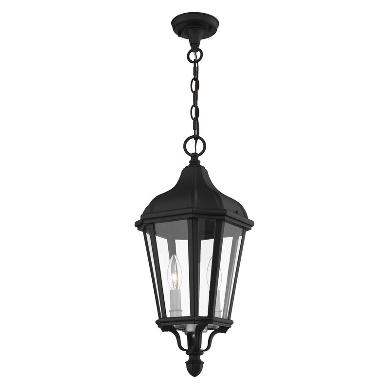 Beaumont Lane Contemporary 2 Light Outdoor Hanging Lantern in Textured Black