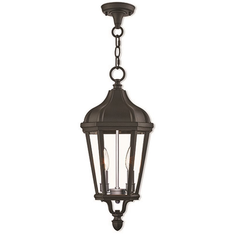 Beaumont Lane Contemporary 2 Light Outdoor Hanging Lantern in Textured Black