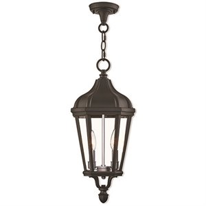 Beaumont Lane Contemporary 2 Light Outdoor Hanging Lantern in Textured Black