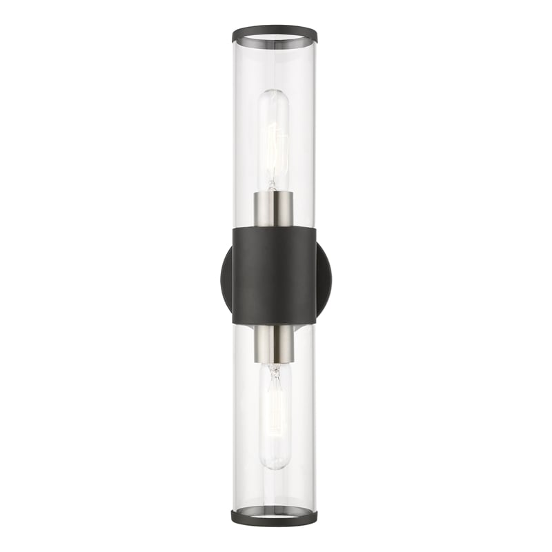 Beaumont Lane Contemporary 2-Light Metal & Glass ADA Vanity Sconce in Black