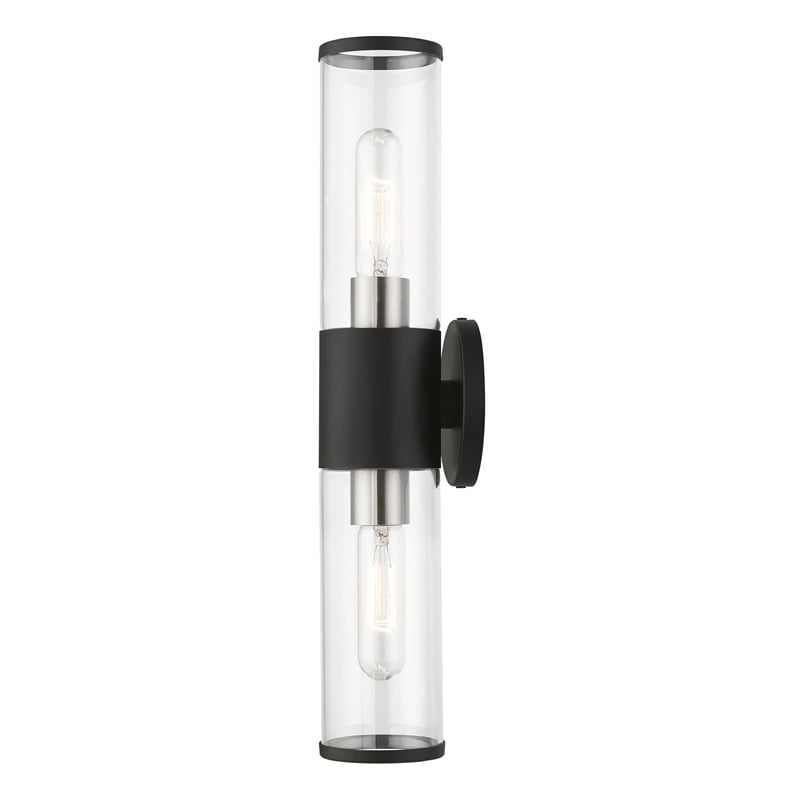 Beaumont Lane Contemporary 2-Light Metal & Glass ADA Vanity Sconce in Black