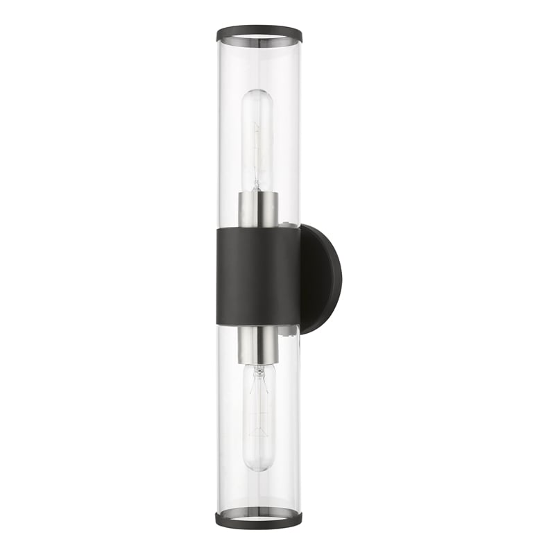 Beaumont Lane Contemporary 2-Light Metal & Glass ADA Vanity Sconce in Black