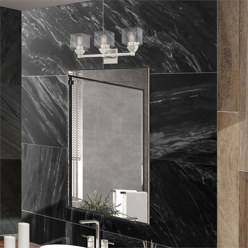Beaumont Lane 3-Light Metal/Glass Bath Vanity Lighting in Brushed Nickel