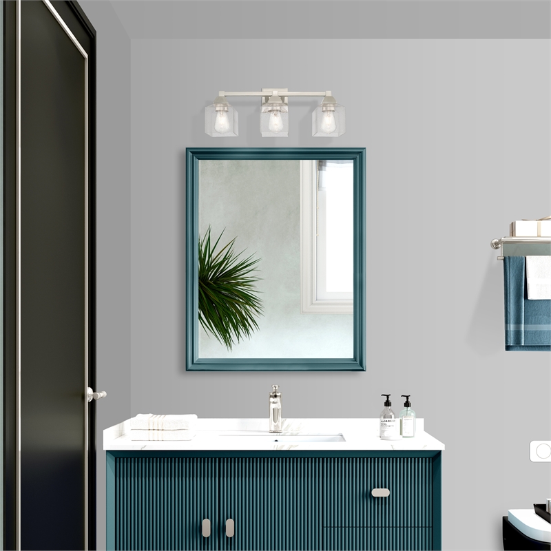 Beaumont Lane 3-Light Metal/Glass Bath Vanity Lighting in Brushed Nickel