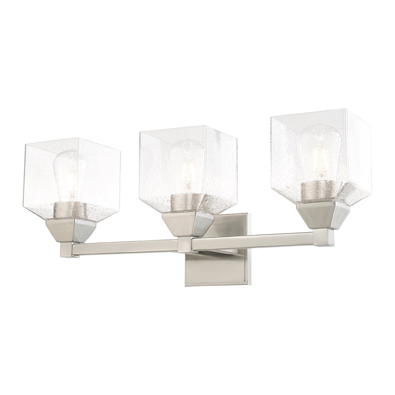 Beaumont Lane 3-Light Metal/Glass Bath Vanity Lighting in Brushed Nickel