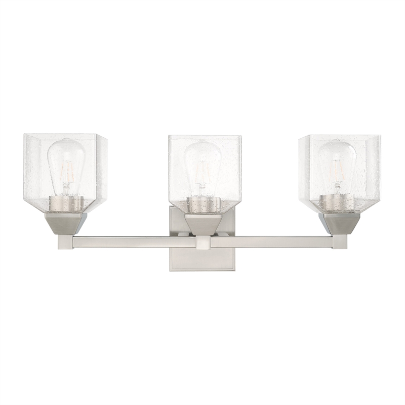 Beaumont Lane 3-Light Metal/Glass Bath Vanity Lighting in Brushed Nickel