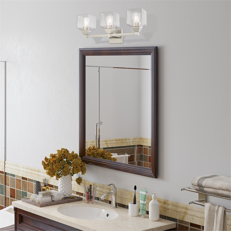 Beaumont Lane 3-Light Metal/Glass Bath Vanity Lighting in Brushed Nickel