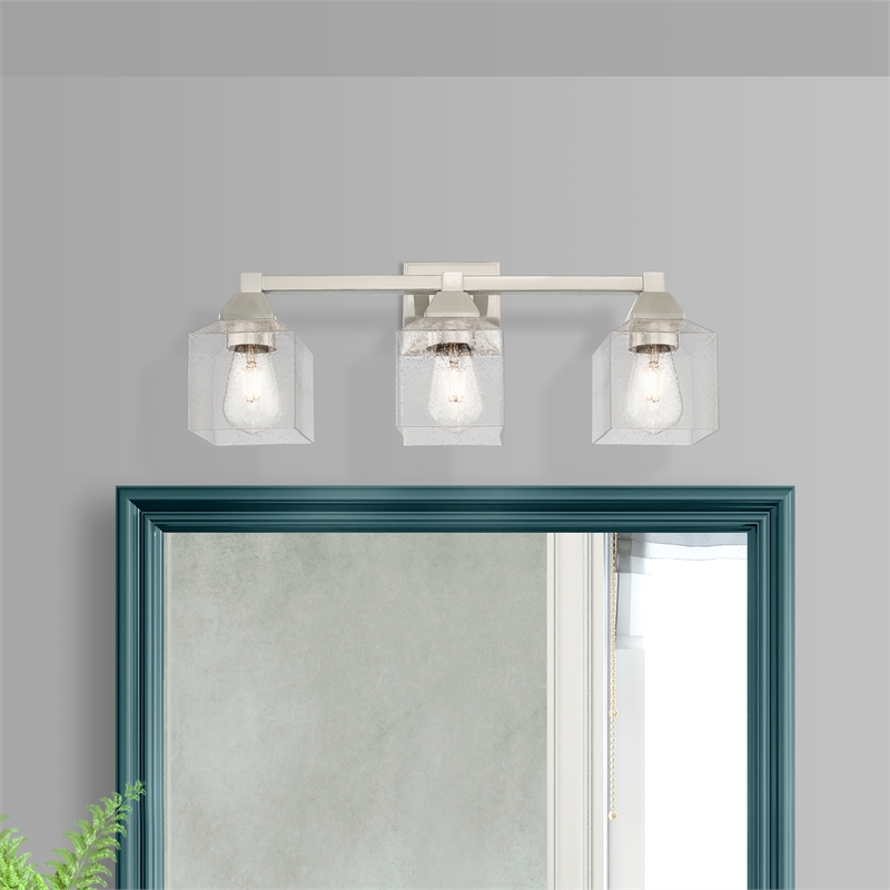 Beaumont Lane 3-Light Metal/Glass Bath Vanity Lighting in Brushed Nickel