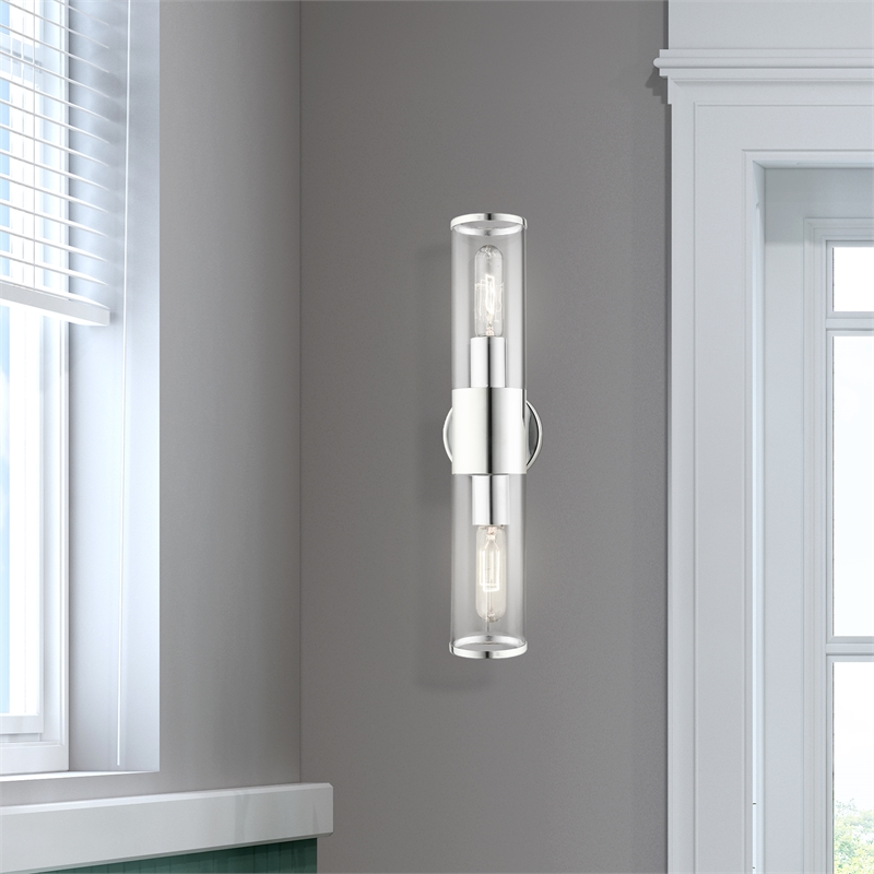 Beaumont Lane 2-Light Metal & Glass ADA Vanity Sconce in Polished Chrome