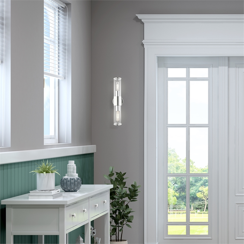 Beaumont Lane 2-Light Metal & Glass ADA Vanity Sconce in Polished Chrome
