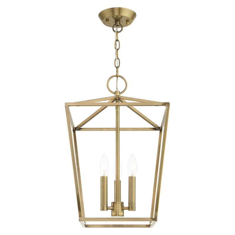 Beaumont Lane Transitional 3-Light Metal Convertible Lantern in Antique Brass