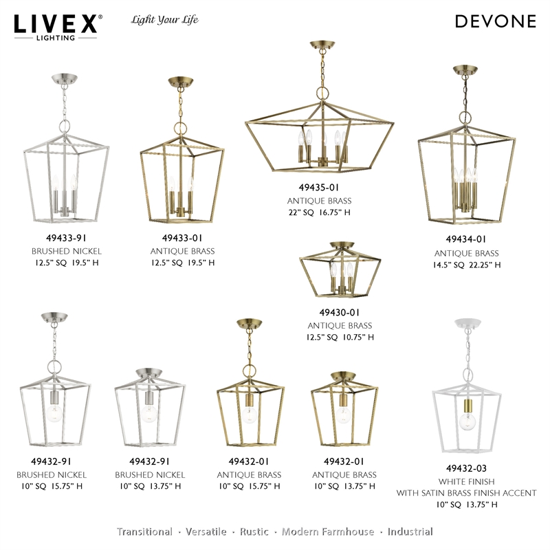 Beaumont Lane Transitional 3-Light Metal Convertible Lantern in Antique Brass