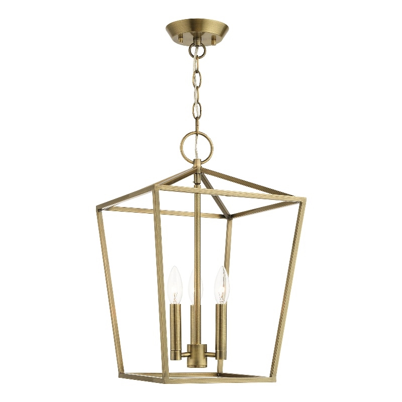 Beaumont Lane Transitional 3-Light Metal Convertible Lantern in Antique Brass