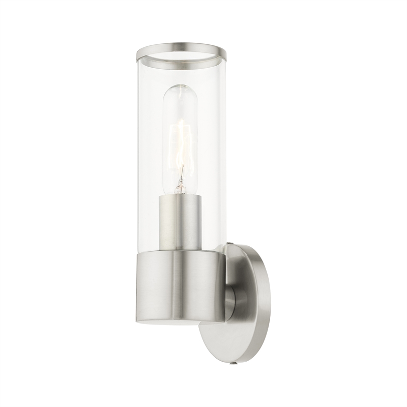 Beaumont Lane 1-Light Metal & Glass ADA Single Sconce in Brushed Nickel