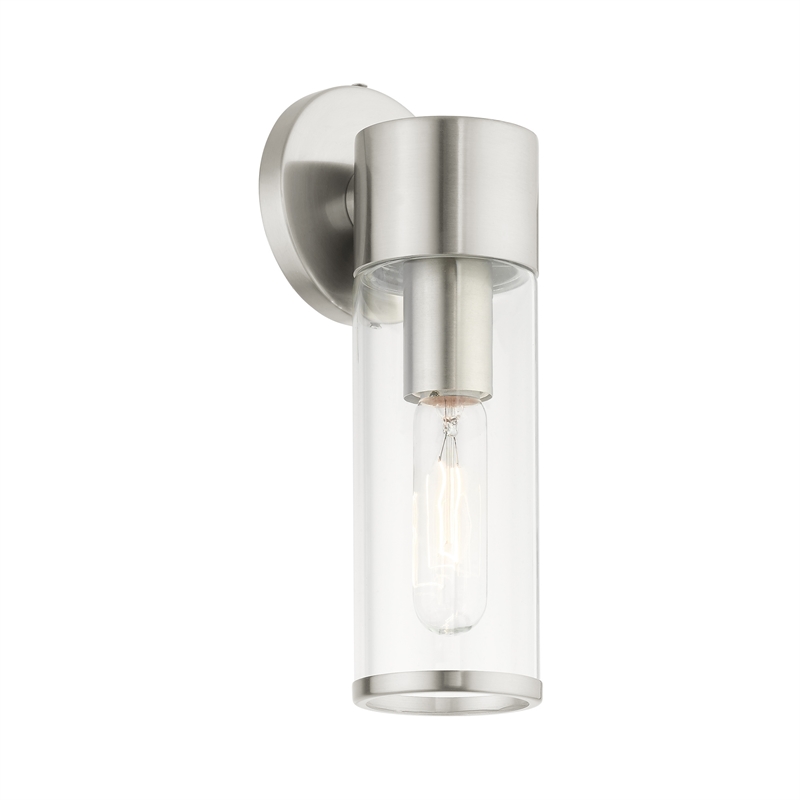 Beaumont Lane 1-Light Metal & Glass ADA Single Sconce in Brushed Nickel