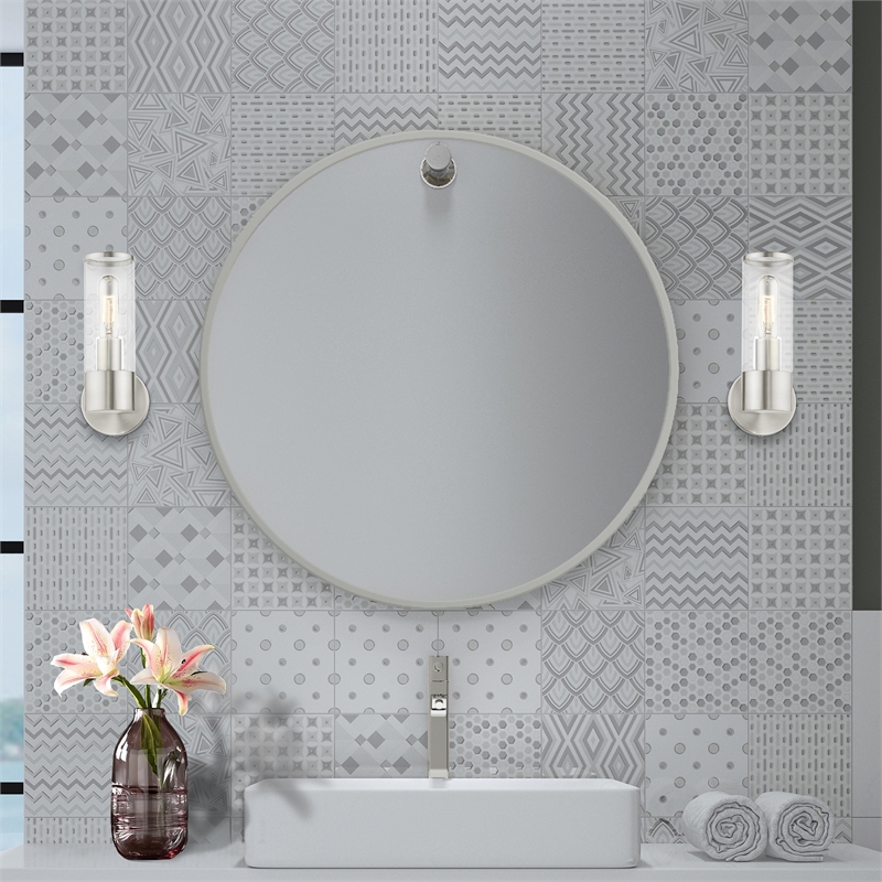 Beaumont Lane 1-Light Metal & Glass ADA Single Sconce in Brushed Nickel