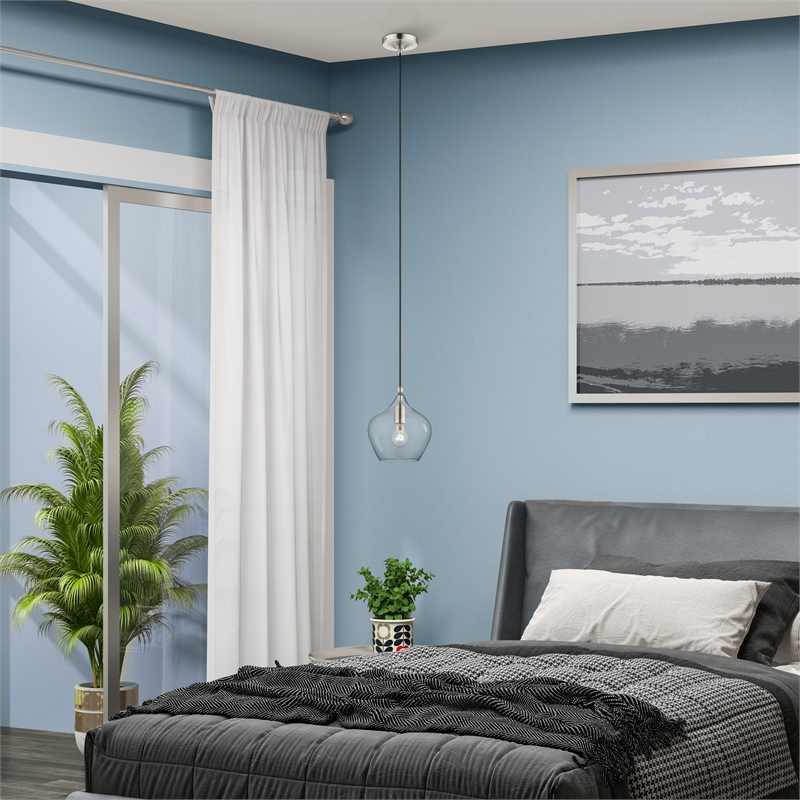 Beaumont Lane 1-Light Metal & Glass Single Pendant in Brushed Nickel