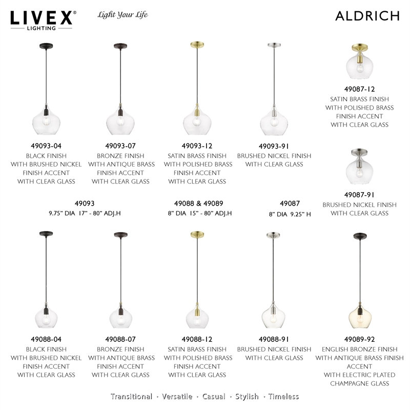 Beaumont Lane 1-Light Metal & Glass Single Pendant in Brushed Nickel