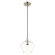 Beaumont Lane 1-Light Metal & Glass Single Pendant in Brushed Nickel