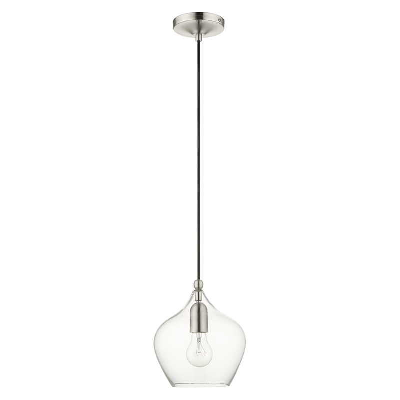 Beaumont Lane 1-Light Metal & Glass Single Pendant in Brushed Nickel