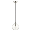 Beaumont Lane 1-Light Metal & Glass Single Pendant in Brushed Nickel