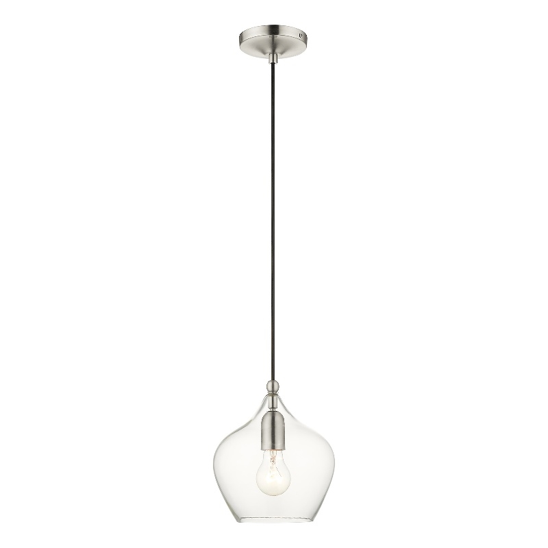 Beaumont Lane 1-Light Metal & Glass Single Pendant in Brushed Nickel